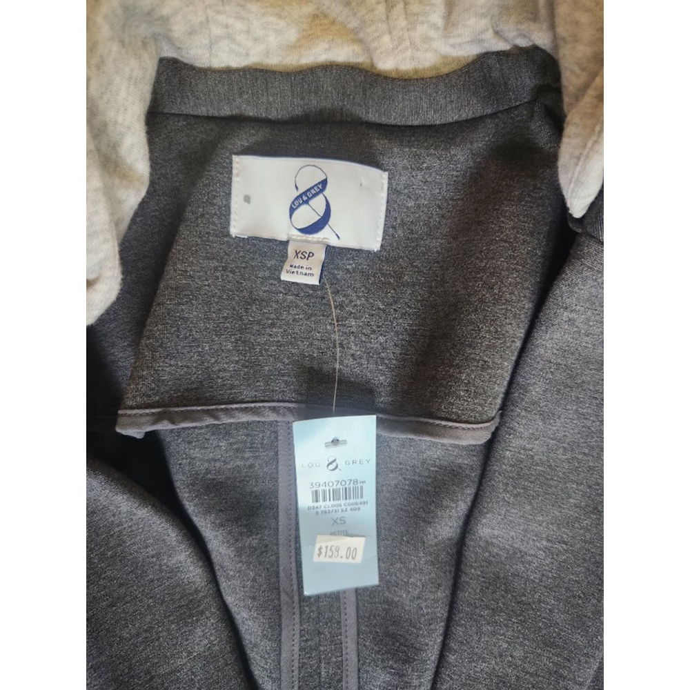 Women's Lou & Grey Gray Hooded Blazer XSP NWT Minimalist Clean Girl Core - Picture 2 of 8